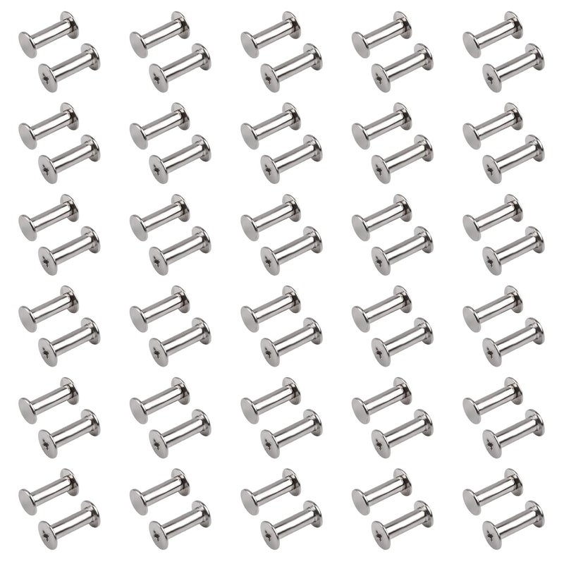 INCREWAY Phillips Screws, 60 Sets 5mm X 15mm Nickel Plated Chicago Binding Screws Round Cross Head Stud Screw Posts Nail Rivet, Silver Tone - Image 1